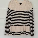Talbots Women’s Large Cream Black Striped Sweater Cashmere Blend Photo 0
