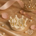 Gold pearl crystal mini hoop earrings coquette floral huggie dainty wedding Photo 1