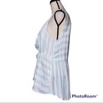 Umgee  small women’s mint white striped open front tie closure drape cardigan Photo 2