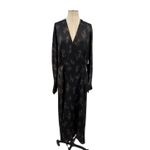 Vince Wisteria Wrap Dress Midi Satin Long Sleeve Black Size XL *Damaged Photo 2
