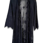 Soft Surroundings Lace Open Front Long Cardigan in Black, Size XS Photo 0