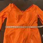 Women’s Orange Full Length Long Sleeve Dress Leg Slit Corset Back Size 14 *READ Photo 9