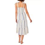 Rip Curl  Women’s Midi Dress Small White Blue Stripe Sleeveless Tiered Smocked Photo 1