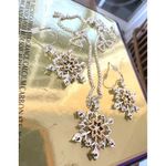 Snowflake Necklace Earrings Set 16" Chain New Reversible Festive Winter… Gold Photo 9