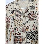 draper's & damon's  Women’s PM Button Up Beige Black VTG Geometric Shirt 3/4 Sleeve Photo 3