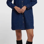 NYDJ  NWOT Dark Indigo Reese Long Sleeve Denim Shirtdress w/ Pockets! Photo 0