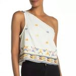 Free People NWT  Bali Baby Asymmetrical Tank - Ivory Combo - Medium Photo 6