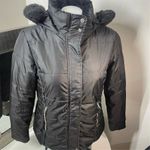 Ambiance Women's Black Puffer Jacket Faux Fur Hood Size S Winter Casual Photo 3