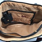 Merona Handbag Large Shoulder Bag Fabric Geometric Zip Closure Black Photo 3