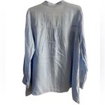 Eileen Fisher  button front shirt baby blue Irish linen Large Photo 1
