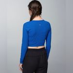 Lululemon Cozy Crop Top Mini Hyper Stripe Baroque Blue size 8 Photo 1