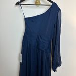 Badgley Mischka Alice Long Sleeve One Shoulder Gown in Navy Size US 2 Photo 7