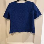 Madewell Navy Blue Lace Short Sleeve Blouse Top Scalloped Hem Size Small Photo 7
