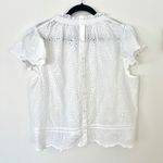 Jennifer Grace Jennifer & Grace White Eyelet Palm Tree Ruffle Mock Neck Blouse Top Size XL Photo 4