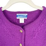 Pendleton Vintage 100% Virgin Wool Cardigan Purple Gold Button Small Petite Photo 10