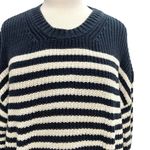 J CREW Oversized Stripe Preppy Cotton Crewneck Knit Sweater Blue White sz Medium Photo 1