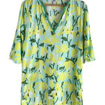 J.Crew Floral Print Swim Cover Up Tunic Top‎ Cotton Yellow Green, XS Photo 0