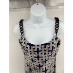 ORIGINAL MILLY OF NEW YORK Size 4 NAVY BLUE WHITE CHAIN STRAP Short DRESS Photo 6