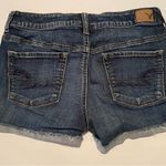 American Eagle Womens Hi Rise Shortie Dark Super Stretch Distressed Denim Short Photo 1