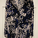 Peck & Peck  Black Abstract Print V Neck Button Down Long Sleeve Shirt Photo 0