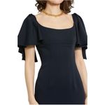 Mac Duggal NWOT Women’s Crepe Fitted Dress Short Ruffle Sleeves Black Size 6 Photo 8