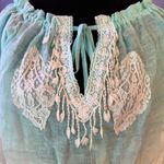 NWT Vanita Rosa 100% Linen Boho Aqua & Cream Ombre Sheer Beach Cover Top Blue Size undefined Photo 1