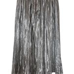 Alice + Olivia  Mikaela Silver Metallic Pleated Midi Skirt Size 0 Photo 3
