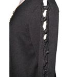 Joseph A . Black Knotted Open Sleeve Detail Pullover Round Neck Soft Sweater Lg Photo 2