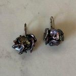 Vintage 80's Mother of Pearl Cluster Drop Earrings Black Photo 0