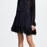 Love Shack Fancy  100% Silk Noelle Mini Dress Lace Trim Blue & Black XS Photo 1