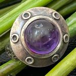Sterling Silver STG SIL Signed Antique Finished Amethyst Ring Size 9 Photo 0