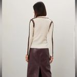 RTR Sea New York Riva Ribbed Embroidered Wool Collared Button Front Top Sz 8 Brown Photo 1