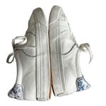 Reformation /Anthropologie Harlow white leather blue floral sneakers size 8 Photo 8