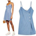 Topshop Pinstripe Denim Wrap Dress 12 Photo 1