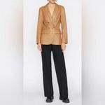 frame denim NWT FRAME ’70s Double-Breasted Leather Blazer Latte Size 6 Photo 3