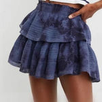 Aerie  Tiered Ruffle Cotton Smocked Waist Tie Dye Mini Skirt Blue Small Photo 0