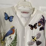 Desigual  Womens Small White Butterflu Tunic Button Top Nature Photo 1