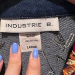 Industrie B Colorful Floral Embroidered Denim Jacket Size Large 100% Cotton Photo 2