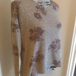 Lush Clothing *5/$25 Sale* Lush Taupe Shimmer Floral Hi-lo Knit Top with Sheer back Photo 0