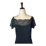 Lulus  Dress Women Medium Black Any Given Moment Black Lace Ruched Off Shoulder Photo 4