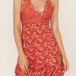 Free People FP One Red Floral Print Adella Bralette Slip Dress Size Small Photo 0