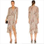 Veronica Beard  Derby Silk Dress Size 4 Midi Oat Multi Faux Wrap Lined Side Slit Photo 1