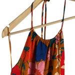 ASTR  Talitha Rust Floral Print Halter High Neck Tie Back Cocktail Midi Dress M Photo 7