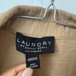 Laundry by Shelli Segal Tan Textured Button Front Tie Waist Short Sleeve Shirt S Photo 5