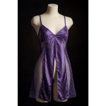 Victoria's Secret Victoria’s Secret Purple Satin Mesh Babydoll Lingerie Slip – Polka Dot VTG Photo 4