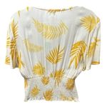 Madison & Berkeley Anaya Flutter Sleeve Midriff Leaf Print Size Medium Top Photo 5