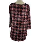 Valerie Stevens  Size Large 3/4 Sleeve Round Neck Red Black Plaid Polyester Knit Photo 3
