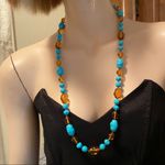 J.O.A. Rivers Dyed Turquoise/Amber Glass Necklace Photo 2