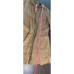 Pas de Calais Linen Leather Cowhide Silk Button Front Lagenlook Jacket Coat Tan Size M Photo 12