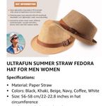 Boutique Ultrafun Straw Fedora Hat Classic Manhattan Dark Gray Black Belt Buckle Band Uni Photo 12